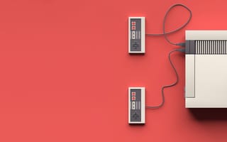 Картинка ретро, рендеринг, retro, art, Nintendo, приставка, джойстик, Minimalism
