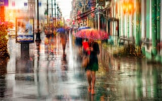Картинка Санкт-Петербург, зонт, Россия, дождь, Невский проспект, капли, девушка