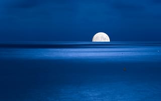 Картинка ночь, луна, море