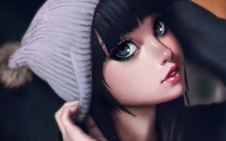 Обои арт, шапка, девушка, лицо, xxnikichenxx, аниме