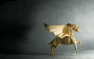 Картинка оригами, бумага, конь