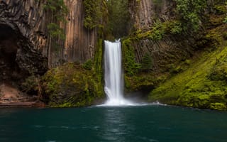 Картинка река, Oregon, Орегон, Toketee Falls, North Umpqua River, водопад, Водопад Токети, скалы