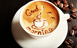 Картинка coffee, beans, good morning, cup, кофе