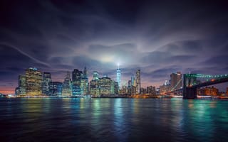 Картинка США, Нью-Йорк, вечер, огни, город