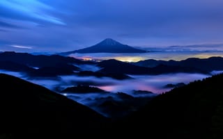Картинка Япония, вечер, 富士山, остров Хонсю, стратовулкан, Фудзияма, гора