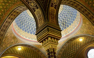 Картинка Испанская синагога, колонна, арка, Чехия, архитектура, Прага
