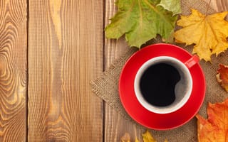 Картинка autumn, coffee, чашка, leaves, cup, кофе, клён, fall, осенние листья, maple, осень