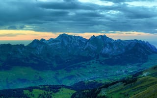 Картинка горы, вершины, Швейцария, панорама, поселение, высота, Альпы