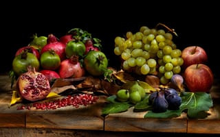 Картинка яблоки, еда, черный, предметы, фрукты, натюрморт, виноград, зерна