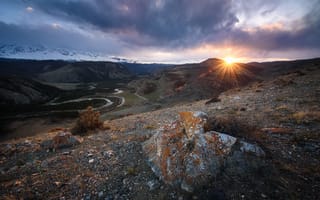 Картинка закат, Россия, Алтайский край, горы