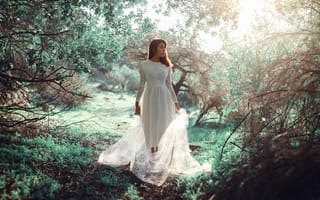 Картинка Ronny Garcia, девушка, платье, природа, Green spring