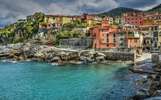 Обои море, Tellaro, Лигурия, Телларо, Италия, набережная, здания, дома, Liguria, Italy, Gulf of La Spezia, Залив Ла Специя