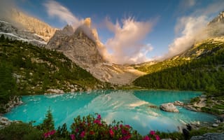 Картинка горы, озеро, Италия, Альпы, Доломиты