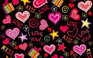 Картинка love, сердечки, sweet, vector, hearts, valentine, romantic, любовь