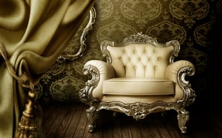 Картинка vintage, luxury, шторы, interior, кресло, curtain