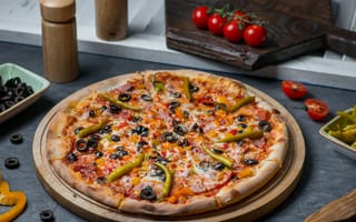 Картинка сыр, перец, Халапеньо, пицца, pizza, тесто, маслины, выпечка
