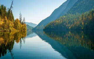 Картинка Echo Lake, осень, лес, Британская Колумбия, озеро, British Columbia, отражение, Canada, озеро Эко, горы Монаши, Канада, горы, Monashee Mountains