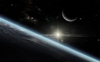 Картинка earth, sun, moon, atmosphere, star