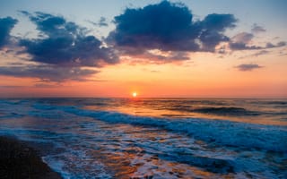Картинка море, пляж, sea, sunset, seascape, закат, beautiful, beach