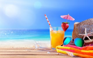 Картинка море, отдых, sea, hat, каникулы, лето, drink, пляж, beach, summer, sunglasses, vacation