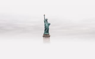 Картинка туман, Нью-Йорк, США, статуя свободы