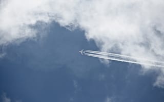 Картинка самолёт, небо, минимализм