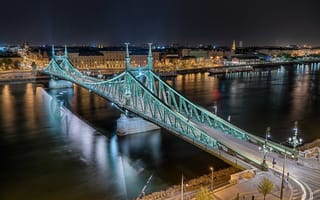 Картинка ночь, Будапешт, мост свободы