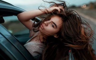 Картинка авто, Ульяна Найденкова, ветер, девушка, волосы