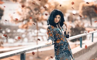 Картинка Autumn beauty, Alessandro Di Cicco, листопад, девушка