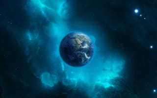 Картинка звезды, туманность, art, дома, Earth, земля, space, планета