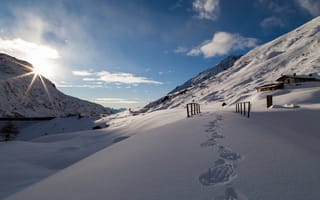 Картинка снег, горы, Италия, Val Salarno, следы