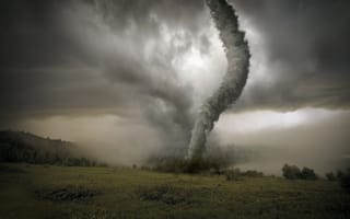 Картинка смерч, облака, поле, ураган