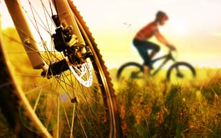 Картинка cycling, legs, sunset, bike