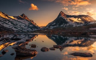 Картинка горы, Норвегия, отражение, озеро
