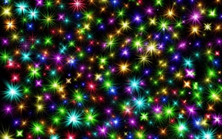 Картинка огоньки, Новый Год, разноцветные, Рождество, звёздочки