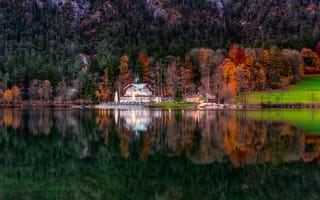Картинка Бавария, осень, отражение, дом у озера