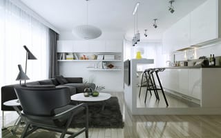 Картинка living room, department, kitchen, modern