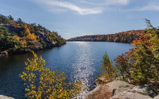 Картинка осень, горы, USA, озеро, Minnewaska Gardiner
