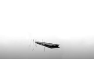 Картинка озеро, мост, туман