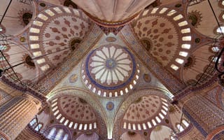 Картинка Стамбул, колонна, арка, архитектура, узор, Голубая мечеть, религия, купол