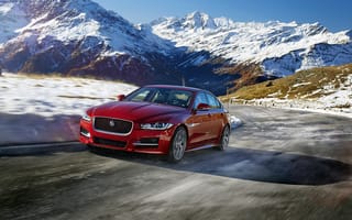 Картинка Jaguar, горы, снег, XE, ягуар, дорога, R-Sport
