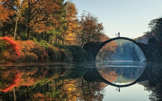 Картинка Rakotz, мост, Bridge, Germany, eastern, autumn, Германия, осень