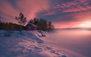 Картинка дом, мороз, Norway, Ringerike, Норвегия