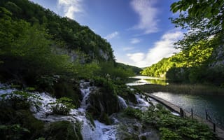 Картинка Хорватия, озеро, ручей, Plitvice Lakes National Park