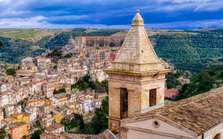 Картинка здания, дома, Italy, Ragusa, панорама, Sicily, башня, Сицилия, Италия, Рагуза
