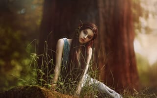 Картинка Elf, лес, Agnieszka Lorek, фантазия, арт, девушка