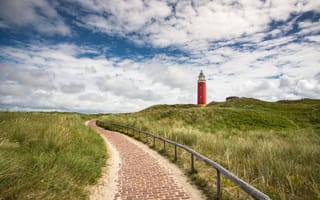 Картинка трава, маяк, Голландия, Eierland, нидерланды
