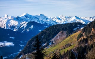 Картинка снег, горы, Австрия, вершины, склоны