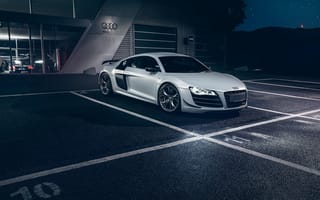 Картинка Audi, R8, Front, GT, Automotive, Dark, Night, Supercar, White