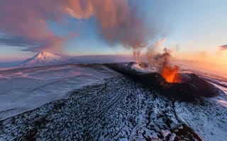 Картинка вулкан, Камчатка, извержение, Плоский Толбачик